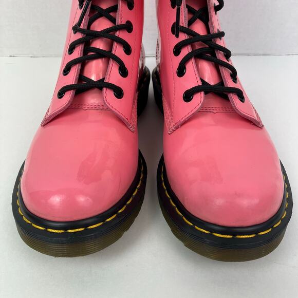 Dr Martens Wmns Sz 9 1460W Bubblegum Pink Patent Lether 8-eye Lace-up Boots - Picture 4 of 16